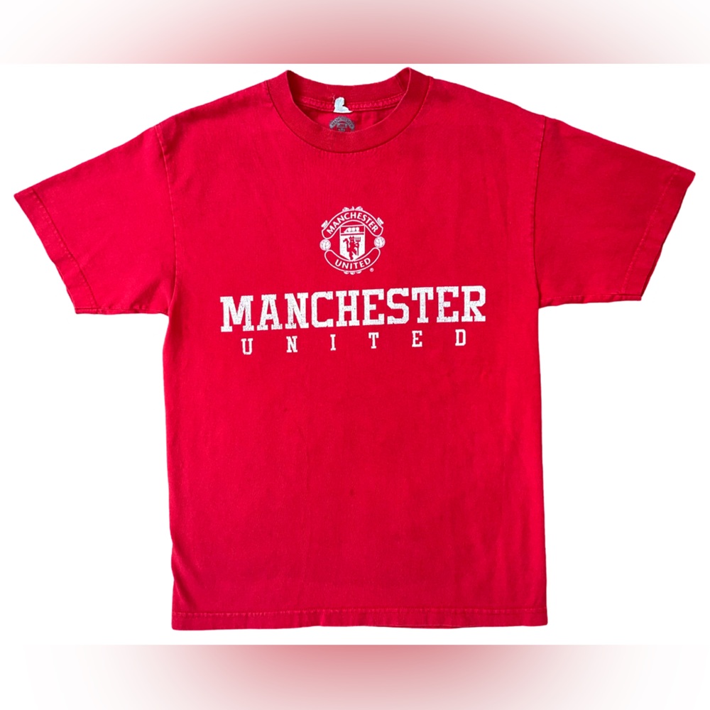 Mens Manchester United Soccer Club Red & White Logo T-Shirt Size Medium